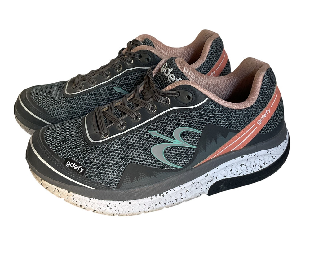 Gdefy Women Athletic Walking Shoes Gray Orange Mesh Comfort Sneakers Size 9 Fit